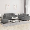 VidaXL Set de canapele cu perne, 3 piese, gri &icirc;nchis, microfibră