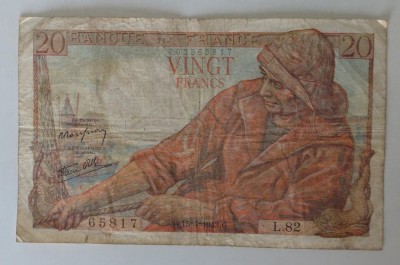 Bancnota Franța - 20 Francs 15-04-1943 foto