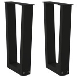 VidaXL Picioare pentru măsuță de cafea &icirc;n formă de V, 2 buc., negru, 28x (42-43,3) cm, oțel