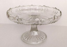 Fructiera romaneasca de cristal, model superb fulg de nea anii 60, 26cm diametru foto