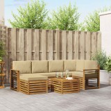 Cumpara ieftin Set de canapele de exterior 7 buc. 5-Locuri Natural si Bej