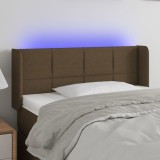 Cumpara ieftin Tăblie de pat cu LED, maro &icirc;nchis, 93x16x78/88 cm, textil