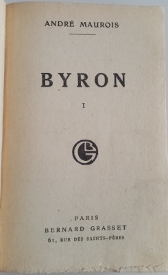 BYRON - ANDRE MAUROIS, 1930, PARIS foto