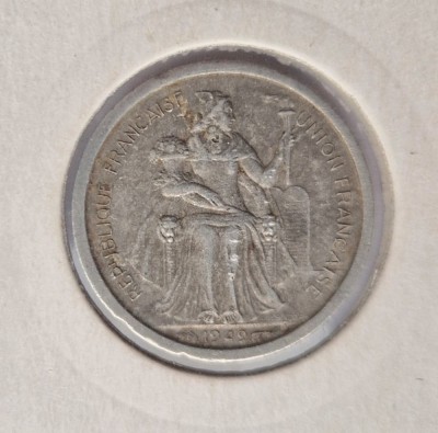 Noua Caledonie 1 Franc 1949 moneda aluminiu km # 2 foto