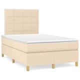 VidaXL Pat cu arcuri, saltea și LED, crem, 120x190 cm, textil 3270251