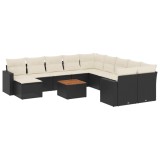 Cumpara ieftin Set canapele de gradina, 12 piese, cu perne, negru, poliratan
