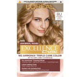 Vopsea de par permanenta fara amoniac Excellence 8U Universal Light Blonde, 192ml, L&#039;Oreal Paris