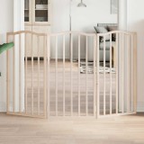 vidaXL Poartă pentru c&acirc;ini pliabilă, 3 panouri, 150 cm, lemn de plop