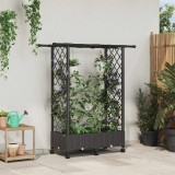 Cumpara ieftin Pat Ridicat cu Trellis si Acoperis Maro 122,5 x 40 x 127 cm PP