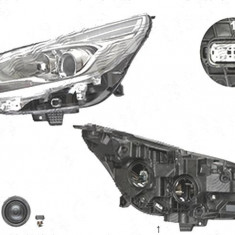 Far Ford Galaxy, 10.2015-, fata, Stanga, cu LED daytime running light; H7+H7+LED; electric; silver; cu motor; cu becuri; cu LED control unit;