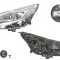 Far Ford Galaxy, 10.2015-, fata, Stanga, cu LED daytime running light; H7+H7+LED; electric; silver; cu motor; cu becuri; cu LED control unit;