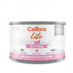 Calibra Life, Pui, Conservă hrană umedă fără cereale pisici kitten, (pate), 200g