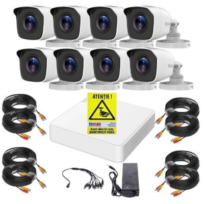 Sistem supraveghere Hilook, 8 camere 2MP Infrarosu 20m, DVR 8 canale 2MP, Accesorii montaj, Autocolant Rovision SafetyGuard Surveillance foto