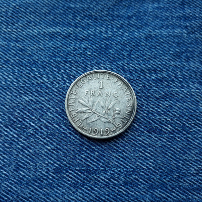 1 Franc 1919 Franta franc argint foto