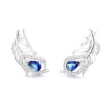 Cumpara ieftin Cercei ear cuffs argint 925, JW683, model pana de paun, placat cu rodiu