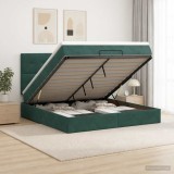 Cumpara ieftin Pat ottoman cu saltea Verde inchis 160 x 200 cm Catifea