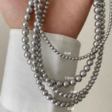 Cumpara ieftin Colier din Argint 925 cu Margele Gri Metalizat , zSteel Pearl, 4mm