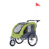 PawHut Remorcă pentru Bicicletă pentru C&acirc;ini, Cărucior pentru Animale de Companie, 155x83x108 cm, Verde | Aosom Romania