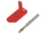 Conector banană 4mm roșu neizolat HIRSCHMANN T&amp;M 24A 30VAC 60VDC 934100101