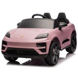Cumpara ieftin Masinuta electrica pentru copii, Porsche Macan, 140W 12V, roti EVA, scaun tapitat, echipata premium, roz pal