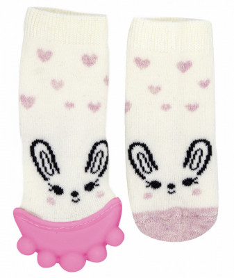 Sosete cu accesoriu dentitie babyjem teether socks (culoare: roz) foto