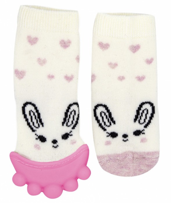 Sosete cu accesoriu dentitie babyjem teether socks (culoare: roz)