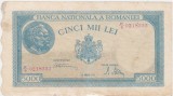 Bancnotă Rom&acirc;nia 5000 lei 1945 BNR, seria F/5, numismatică veche