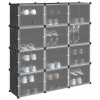 Organizator cub de depozitare cu uși, 12 cuburi, negru, PP