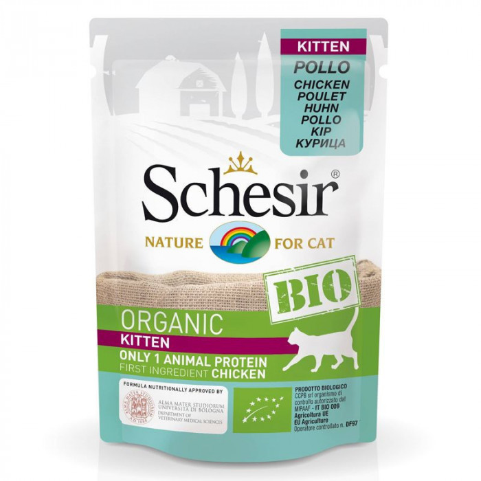 Schesir cat bio cu pui, pentru pui de pisică 85 g