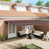vidaXL Copertina retractabilă automat cu LED-uri, maro, 500x300 cm