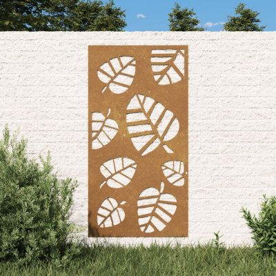 vidaXL Decorație perete de grădină 105x55 cm design frunze oțel Corten foto