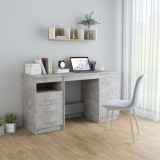 Birou, gri beton, 140 x 50 x 76 cm, lemn prelucrat