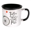 Cană Ceramică, Model Bicicletă, Interior Negru, Exterior Alb, Capacitate 330 ml, Oem