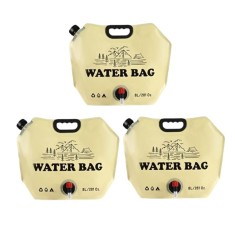 Set 3 saci de apa pliabili 8L, pentru camping si calatorii, bej