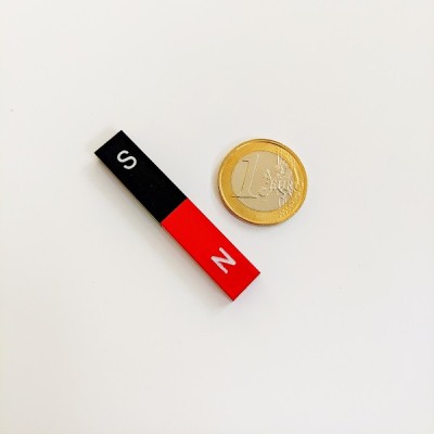 Magnet AlNiCo bara dreptunghiulara 50x9x5 mm, rosu-albastru foto