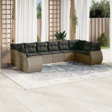 Gossi set mobilier de gradina cu perne, 10 piese, gri, poliratan