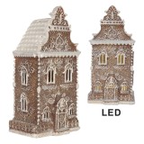 Cumpara ieftin Casuta Turta Dulce polirasina maro alba, led 12x11x25 cm
