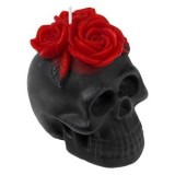 Lumanare decorativa 3D Craniu cu Trandafiri Rosii, 9x7x9cm, Negru, CMCLASS