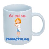 Cana alba personalizata " Cel mai bun stomatolog ", INOVATIX&reg;. 330ml