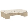 Set canapele de gradina cu perne, 10 piese, bej, poliratan