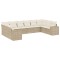 Set canapele de gradina cu perne, 10 piese, bej, poliratan