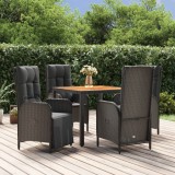 vidaXL Set mobilier de grădină cu perne, 5 piese, negru, poliratan 3185080