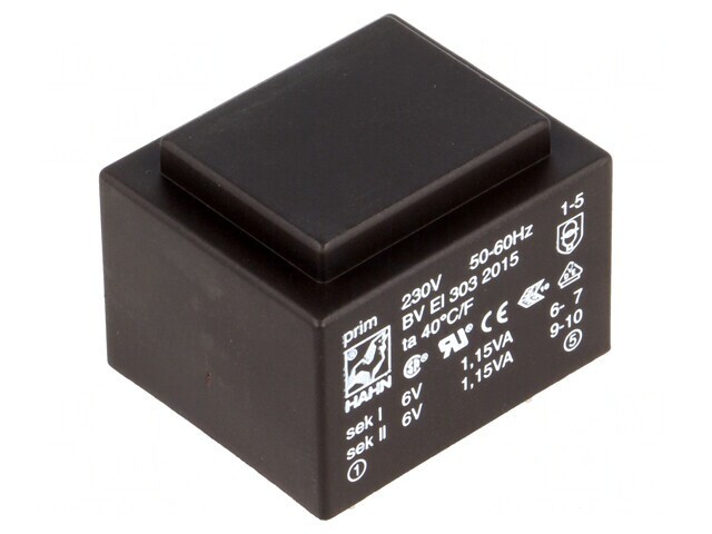 Transformator &Icirc;ncapsulat 2,3VA 230VAC 6V 191mA PCB