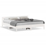 Cadru de pat cu tablie, alb, 180x200 cm, lemn masiv de pin GartenMobel Dekor, vidaXL