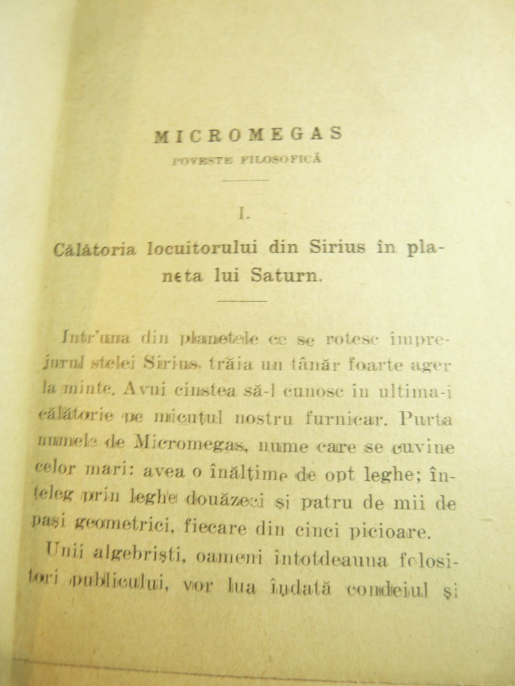 Voltaire -Micromegas- Ed.1910 Biblioteca Minerva nr.85 ,prefata HT Hetrat  ,95pag | Okazii.ro