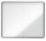 Avizier NOBO Premium Plus, interior, otel emailat, 15x A4, geam glisant si cheie, magnetic, alb