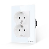 Cumpara ieftin Priza Dubla cu Rama din Sticla LUXION Pentru Doza Simpla SmartElectro IntelligentHouse