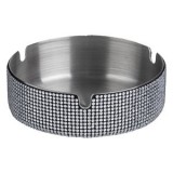 Scrumieră rotundă din inox argintiu cu strasuri, &Oslash;10x3cm, CMCLASS