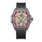 Ceas de barbat Onola transparent, automatic, curea din silicon, skeleton Negru