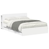 vidaXL Cadru de pat cu depozitare Alb 150 x 200 cm Lemn prelucrat 3433972
